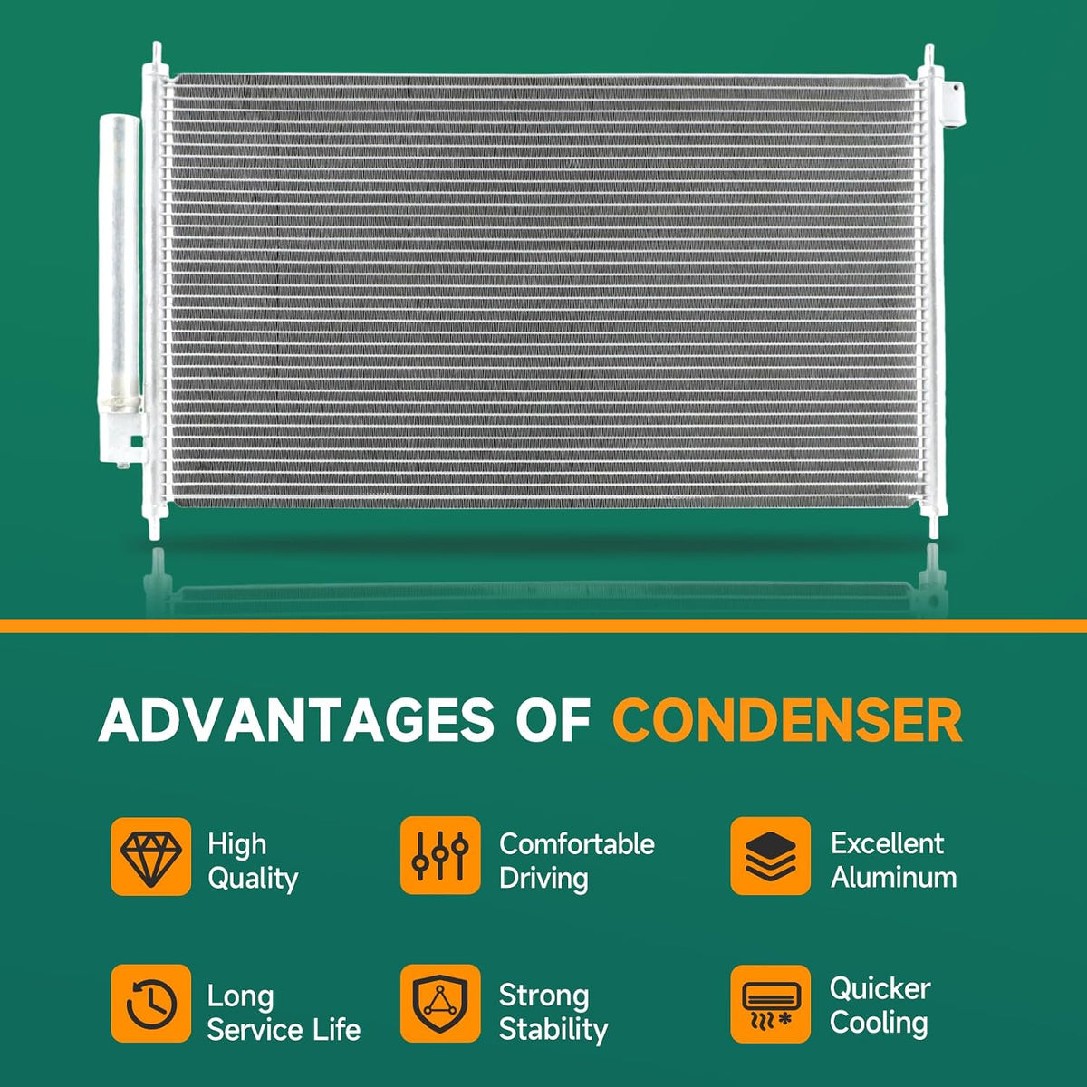 Air Conditioning A/C Condenser Compatible with Chevy Silverado 1500 5.3L 1999-2012, Silverado 1500 4.8L 1999-2013,Tahoe 5.3L 2000-2014,GMC Sierra 1500 5.3L 1999-2013 & More Replace 20913751