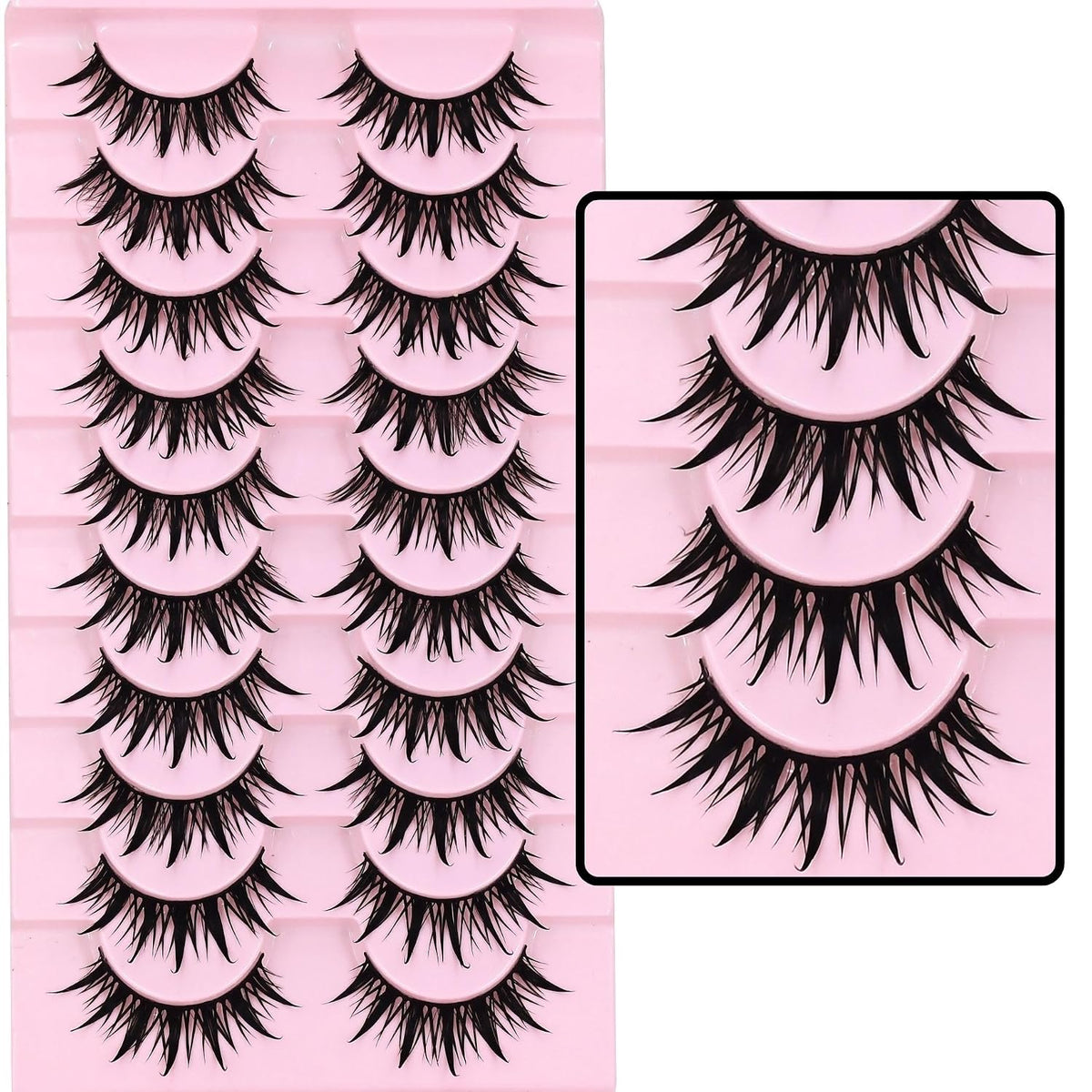 10 Pairs Manga lashes Cosplay Eyelashes Wet Look Japanese Style Makeup 16mm Thick Mink Eyelash Extension Masquerade
