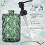 Forest Green Glass Soap Dispenser with Black Rustproof Pump