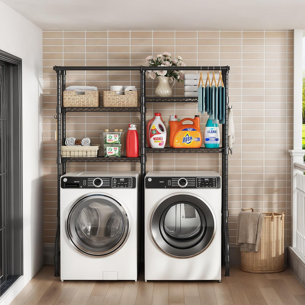 U14 Medium Over the Washer and Dryer Shelves, 4 Tiers Laundry Room Storage and Organizer System, Space Saving Clothes