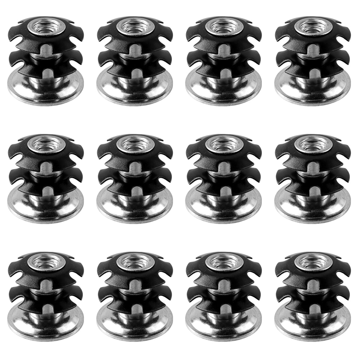 12pcs 1/4-20 Threads Metal Threaded Star Type Inserts for 1" OD Tubing