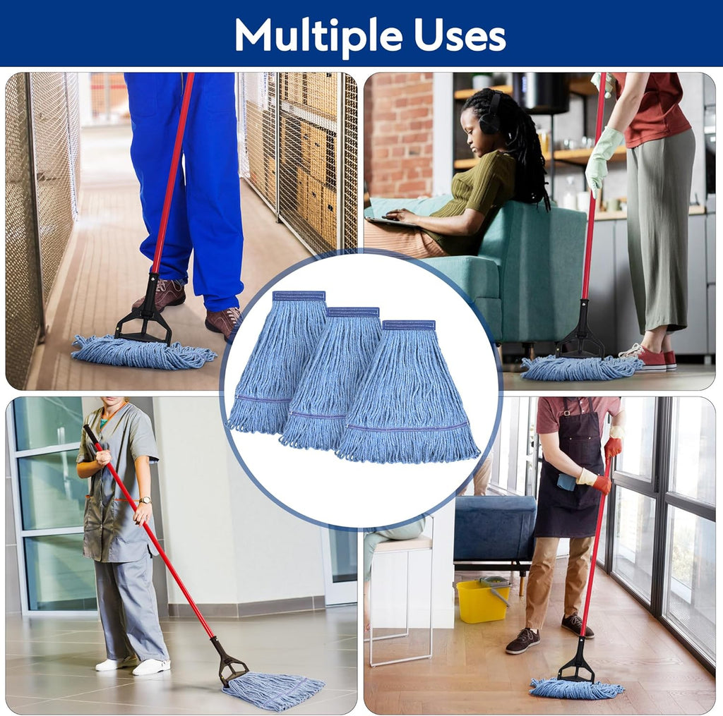 Matthew Cleaning Heavy Duty Mop Head Commercial Grade Replacement for General and Floor Cleaning, Wet Industrial Blue