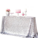 Silver Sequin Tablecloth 50x72, Sparkly Glitter for Wedding Party