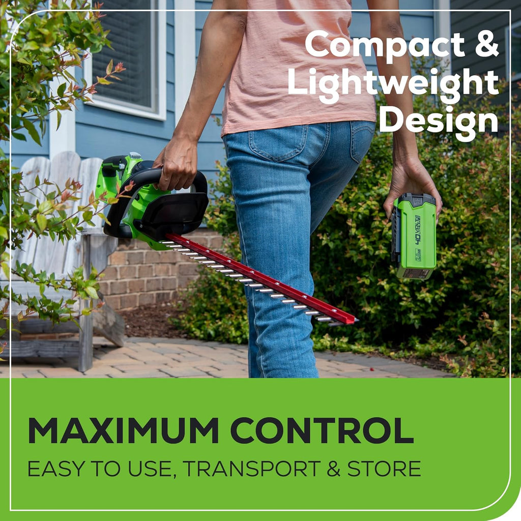 40V 24" Cordless Hedge Trimmer (1" Cutting Capacity), 2.0Ah USB Battery and Charger Included