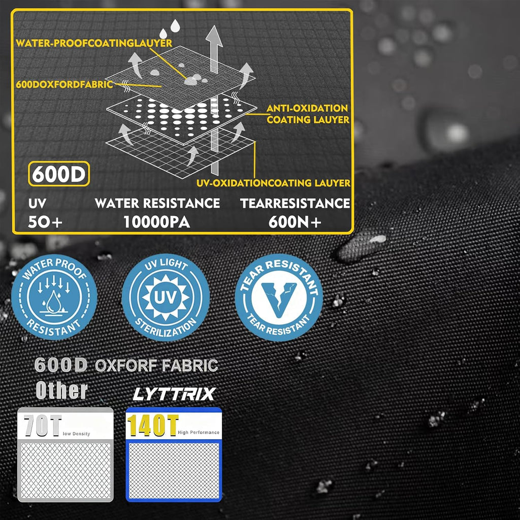 600D Motorcycle Cover Waterproof Outdoor Suitable for Touring Models Harley Davidson Road King, Street Glide,Electra