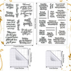 4 Sheet Sentiments Rubber Clear Stamps Set for Card Making and DIY