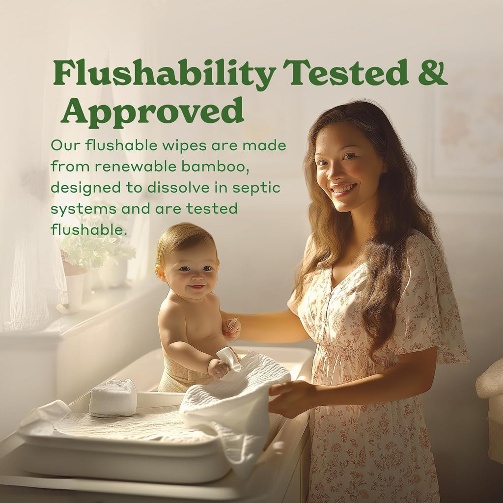 Tree Free Flushable Wipes, Septic Safe, 180 Wipes