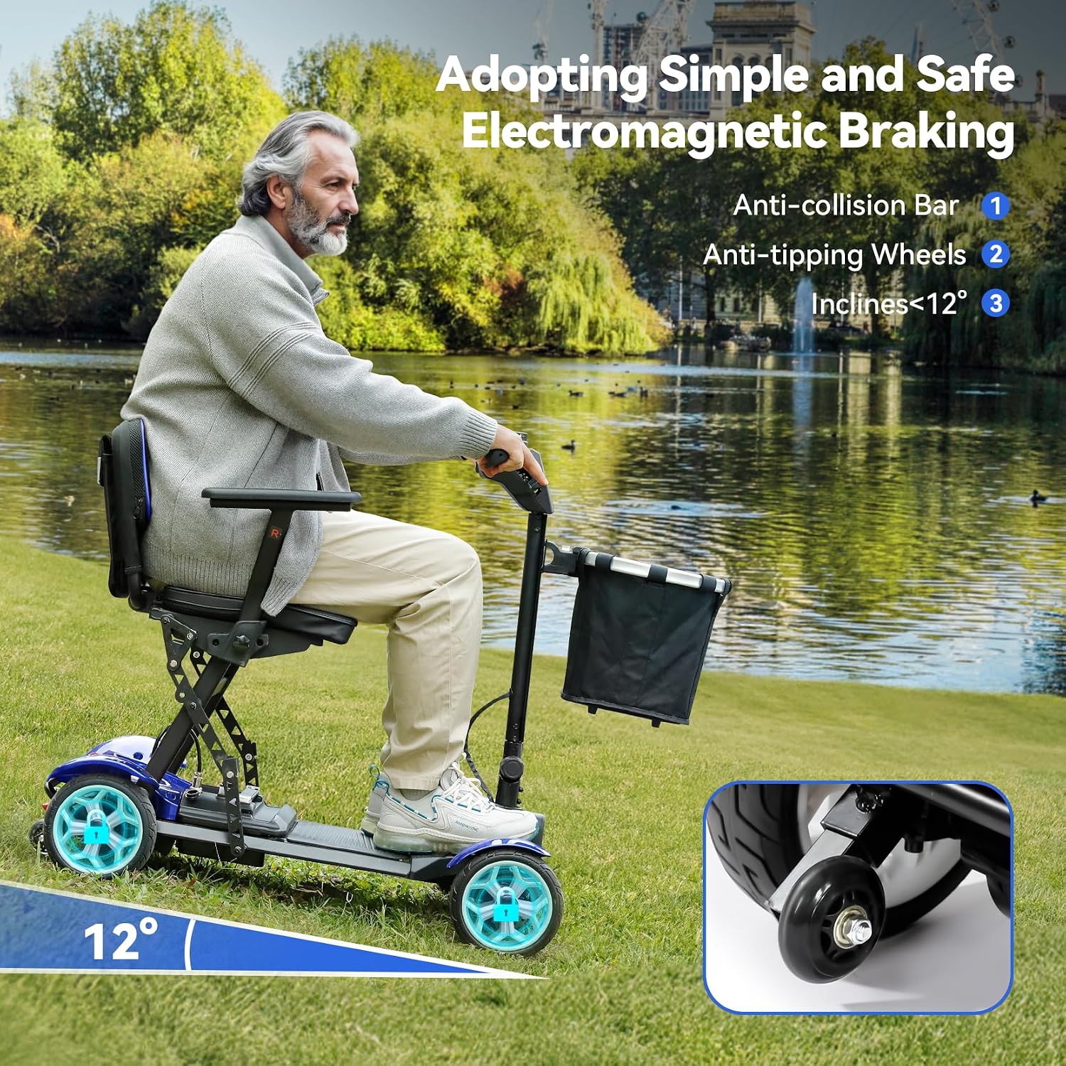Lightweight Mobility Scooter for Seniors, 20-25 Miles Portable Mobility Scooter for Travel, Removable Lithium