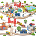 110PCS Wooden Train Set, Toy Train with Tracks | Compatible with Major Brands, Ideal Railway Playset for Boys and