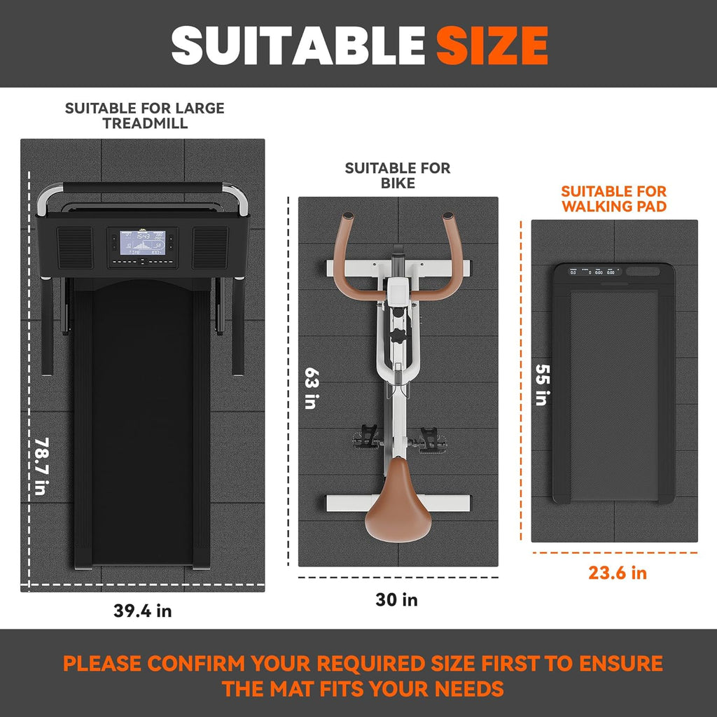 Walking Pad Mat, Treadmill Mat for Carpet & Hardwood Floors | High Density, 1/4 Thickness, Foldable, Floor Protection