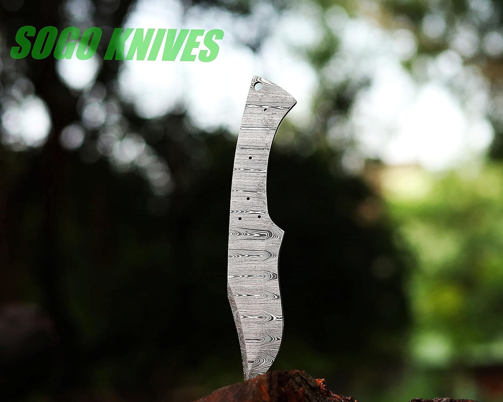 Damascus Knife Making Kit DIY Handmade Knife Kit Includes Knife Blank Knife Steel Blade, Pins, Knife with Sheath