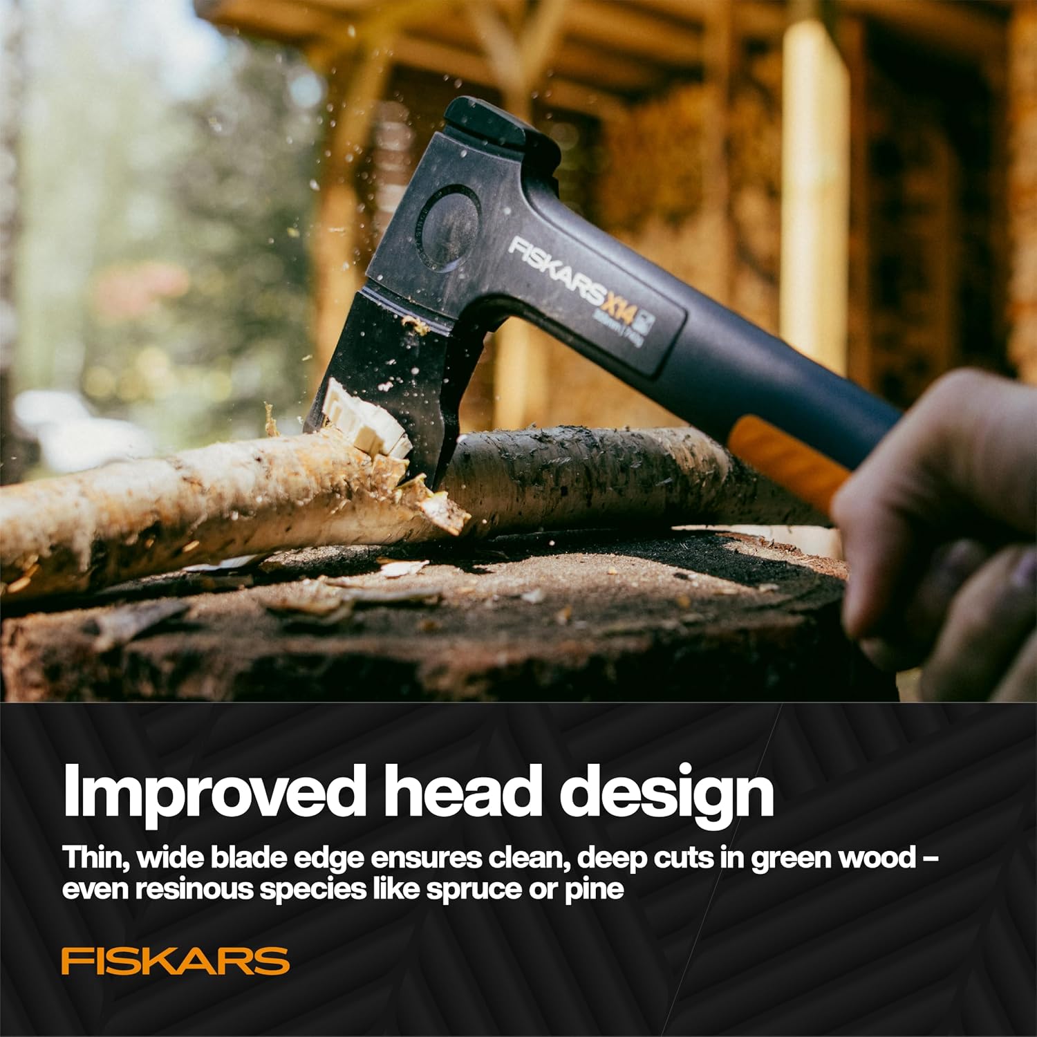 X14 Universal Axe 14", Camping Hatchet for Chopping Wood Kindling | Improved Head Design, Low-Friction Coated Steel