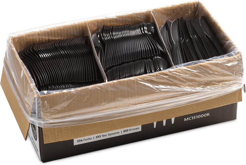 1000 Count Black Plastic Silverware Set Disposable Cutlery