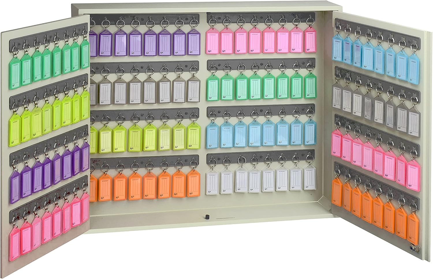 128-Key Cabinet with Lock, Wall Mount Wooden Key Organizer, Security Key Storage Box (128 Positions) with Numbered