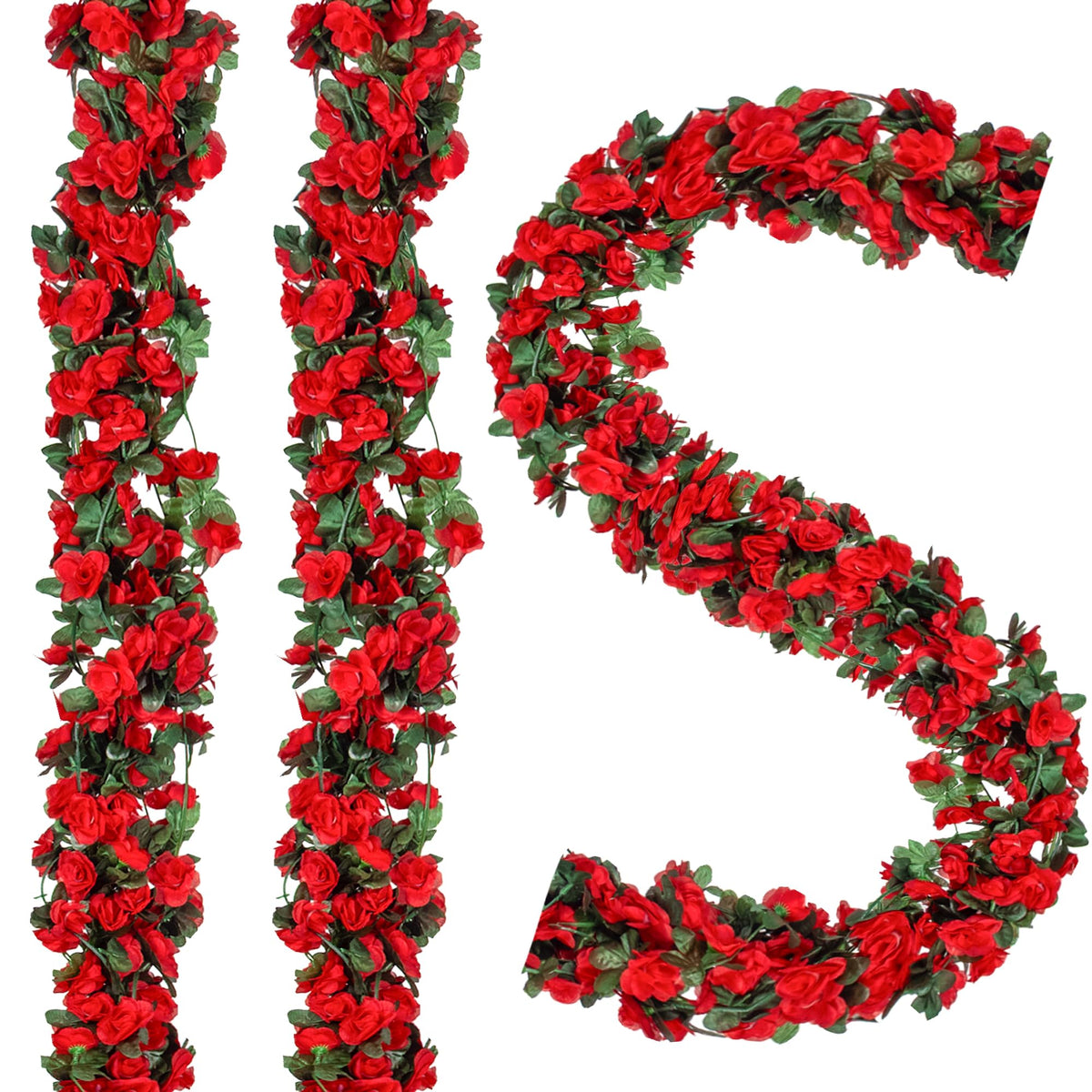 Artificial Red Rose Flower Garlands 10 PCS 82 FT for Backdrop