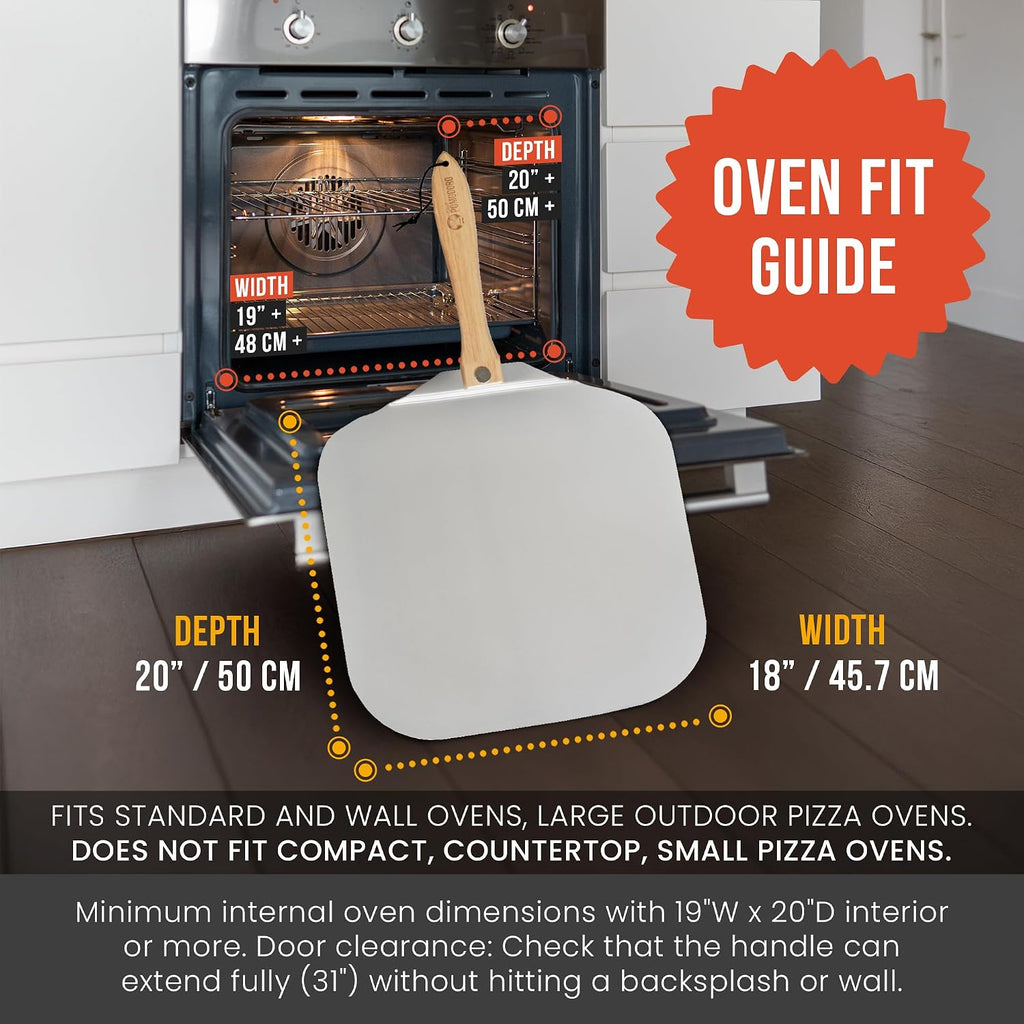 Aluminum Metal Pizza Peel 18 Inch, Foldable Wood Handle