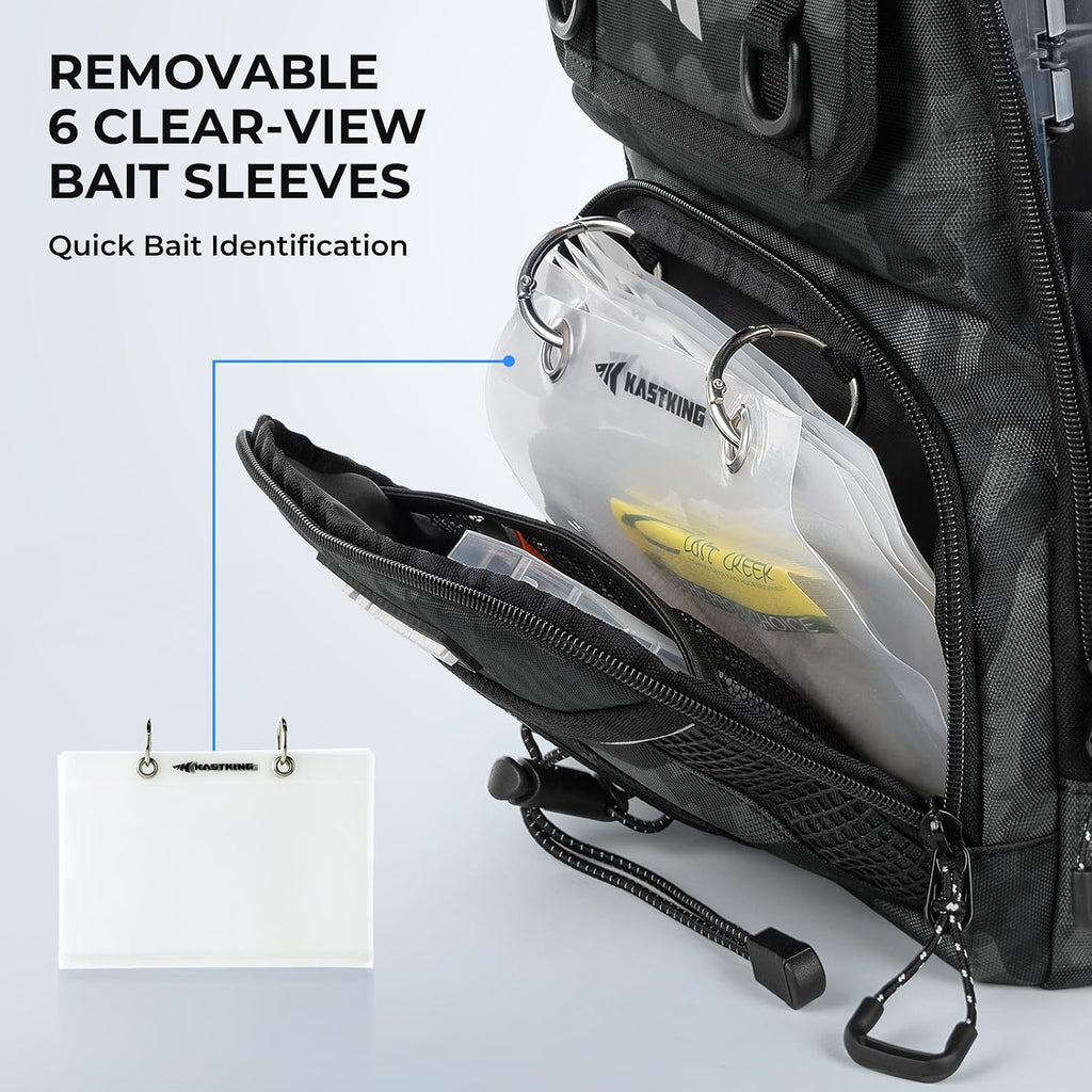 BaitSpace Fishing Sling Bag, Fishing Backpack with Rod Holder | Water-Resistant Tackle Storage with Detachable Soft