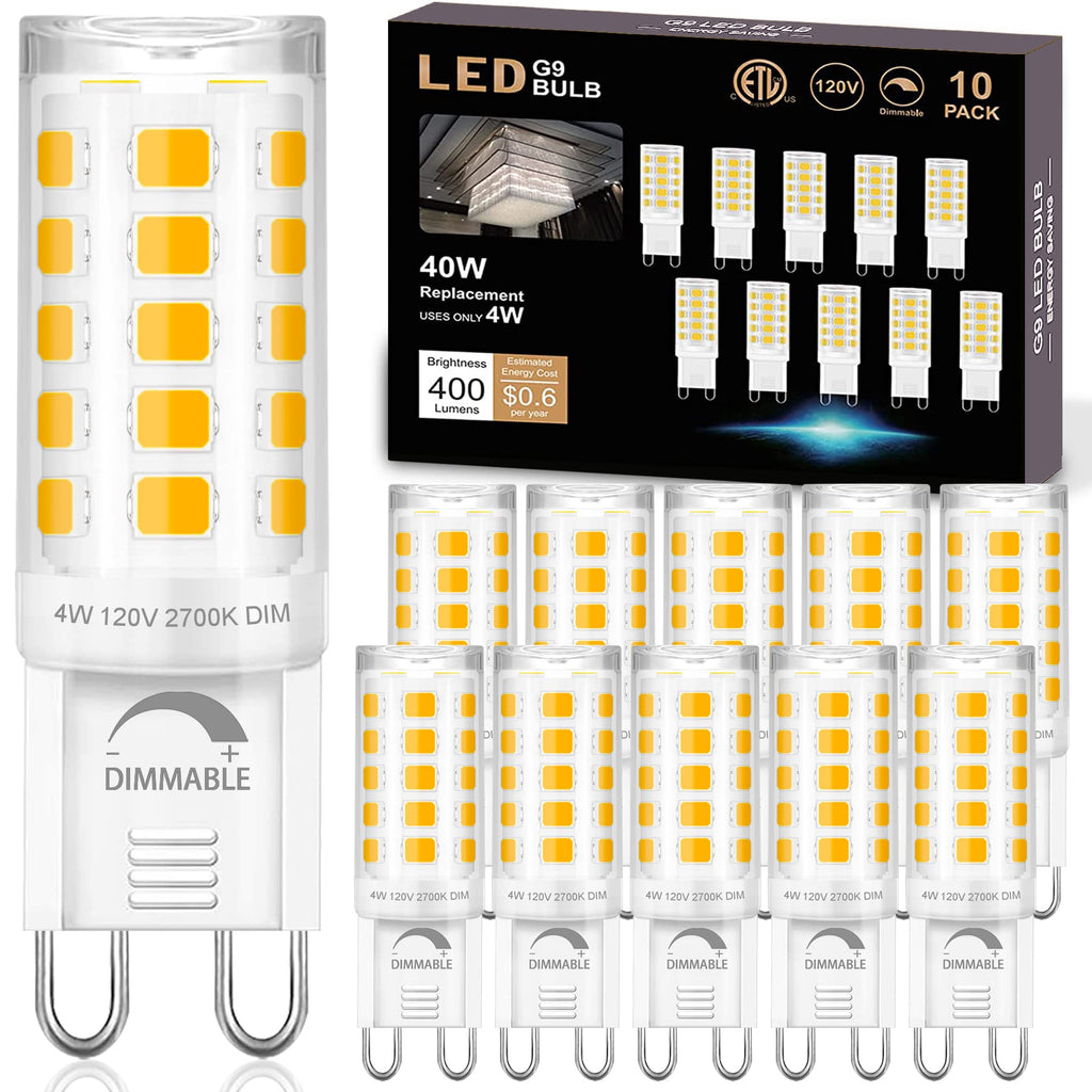10 Pack Dimmable G9 LED Bulb 40W Equivalent 2700K Soft White