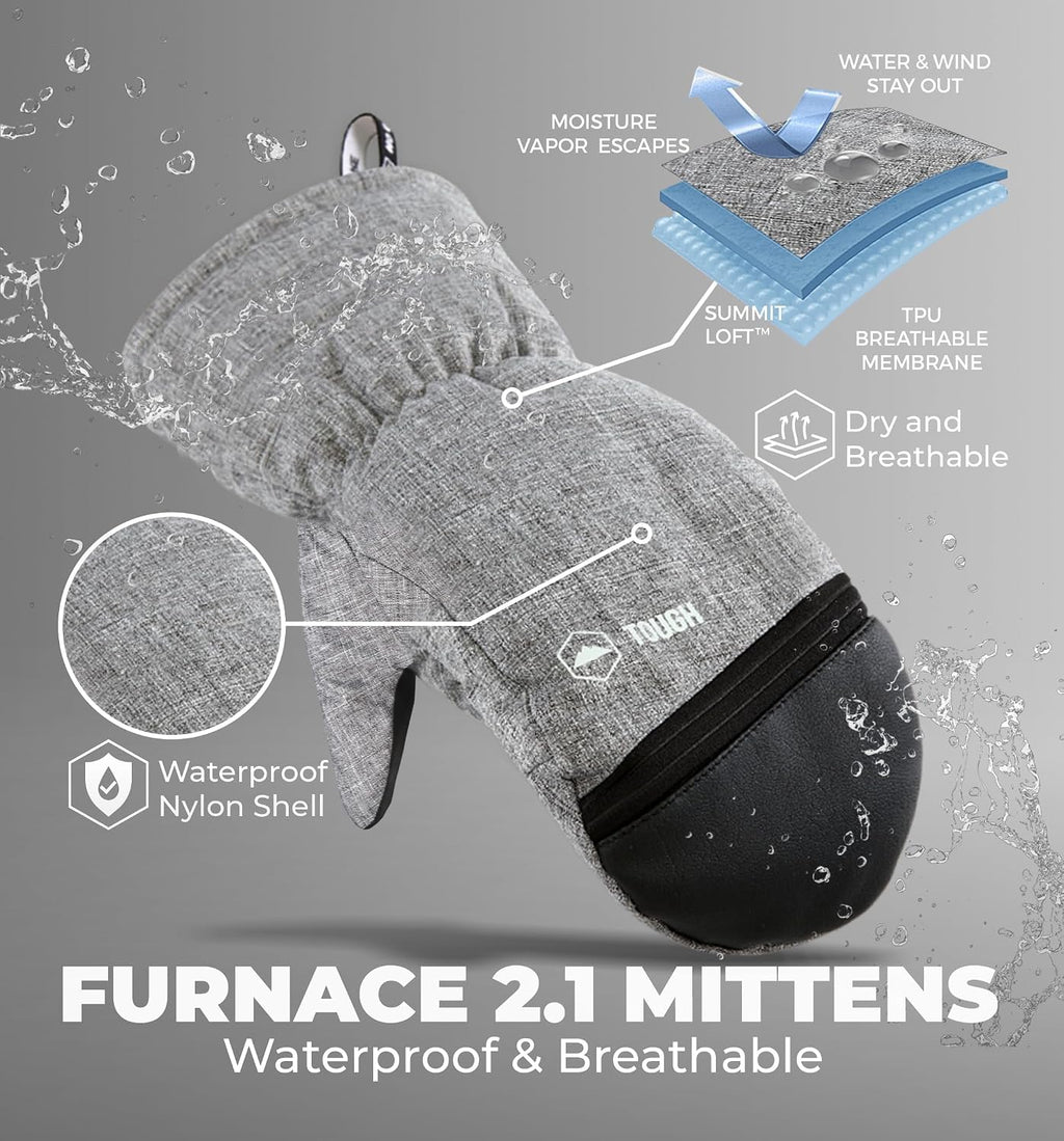 Winter Ski Mittens for Women & Men - Waterproof Insulated Snowboard Gloves - Snowboarding Snow Glove Mitten