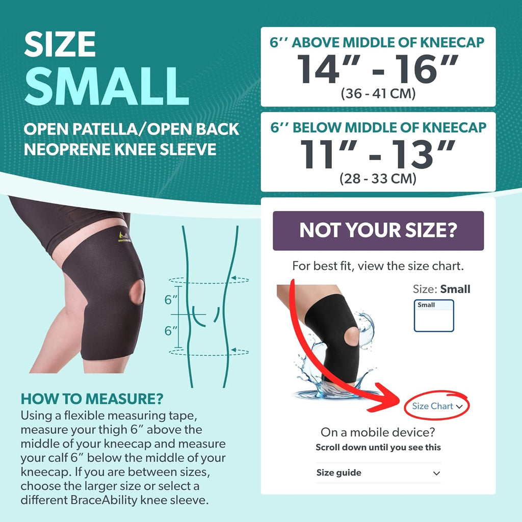Open Patella/Open Back Neoprene Knee Sleeve | Water-Resistant Athletic Compression Knee Brace for Swimming
