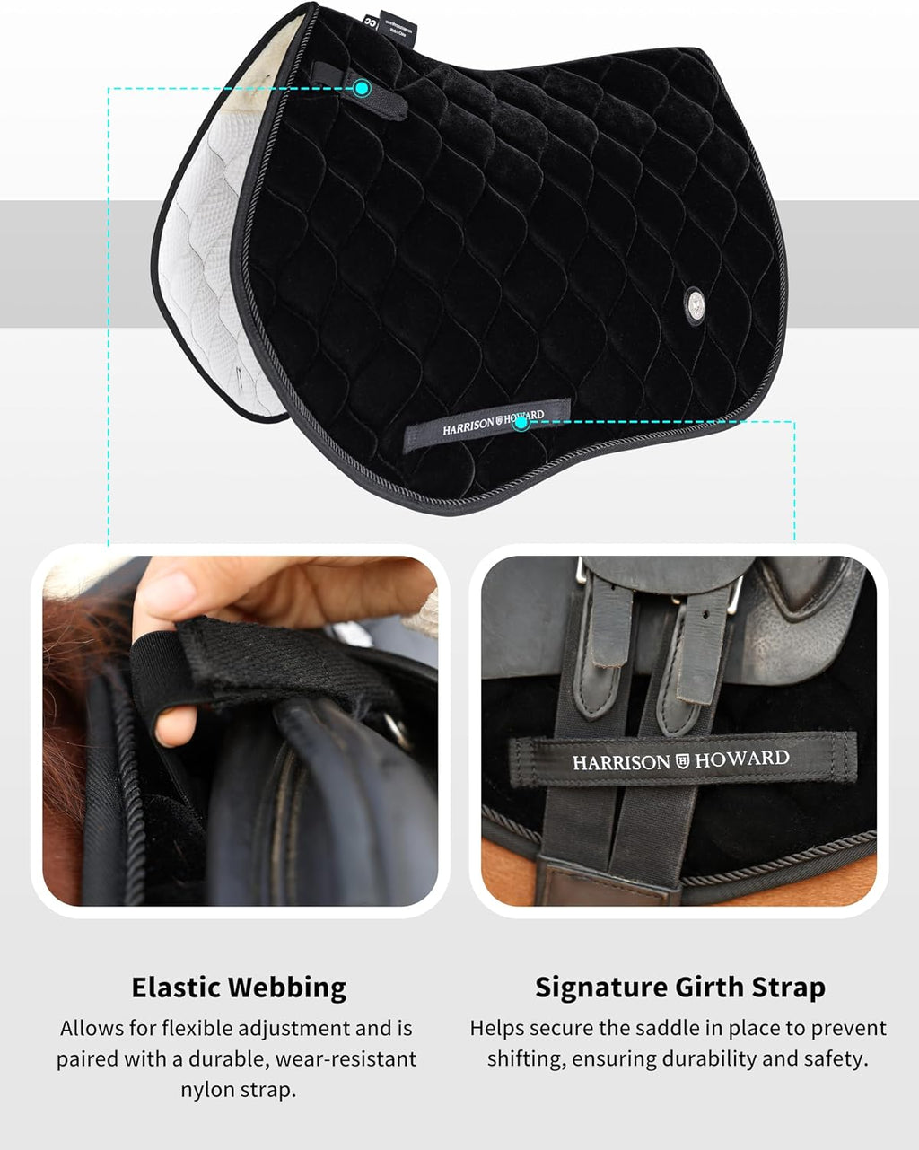 Close Contact Horse Saddle Pad for Jumping, w/Velvet Hue