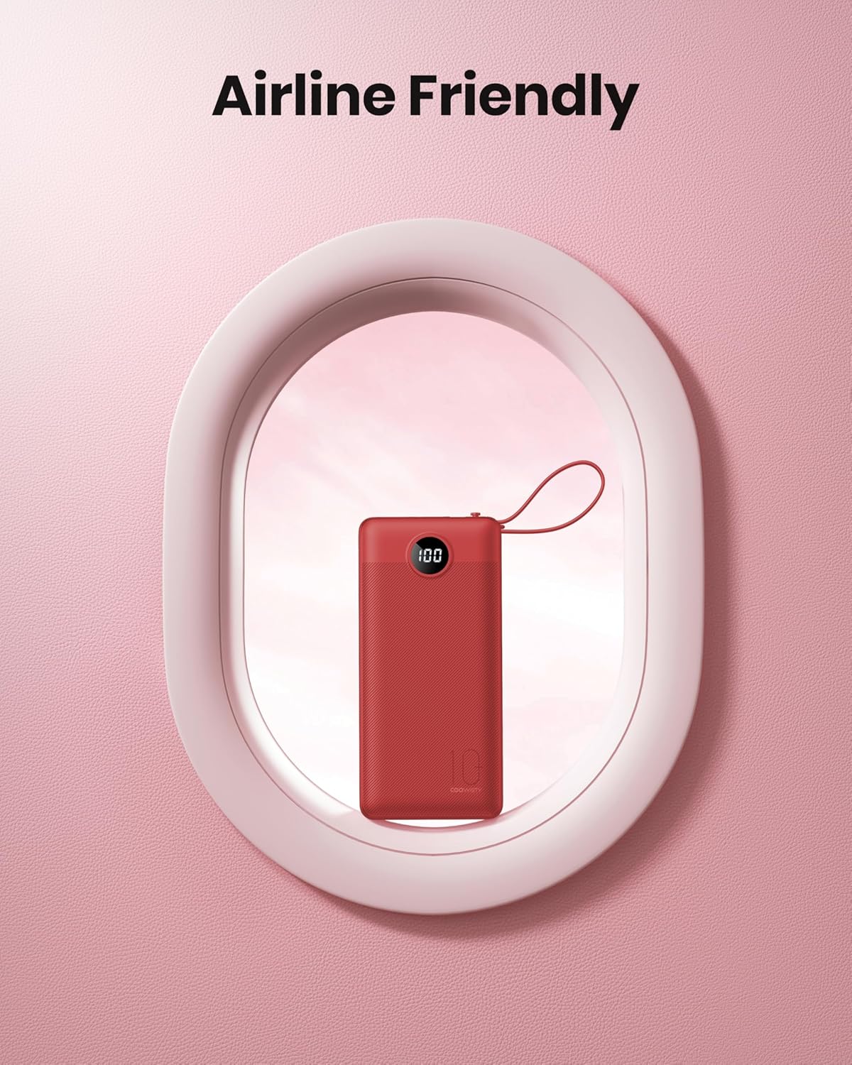 Portable Charger Power Bank, External Battery Pack with Cords Wires, Light 10000mAh Travel Essentials Battery Bank 5