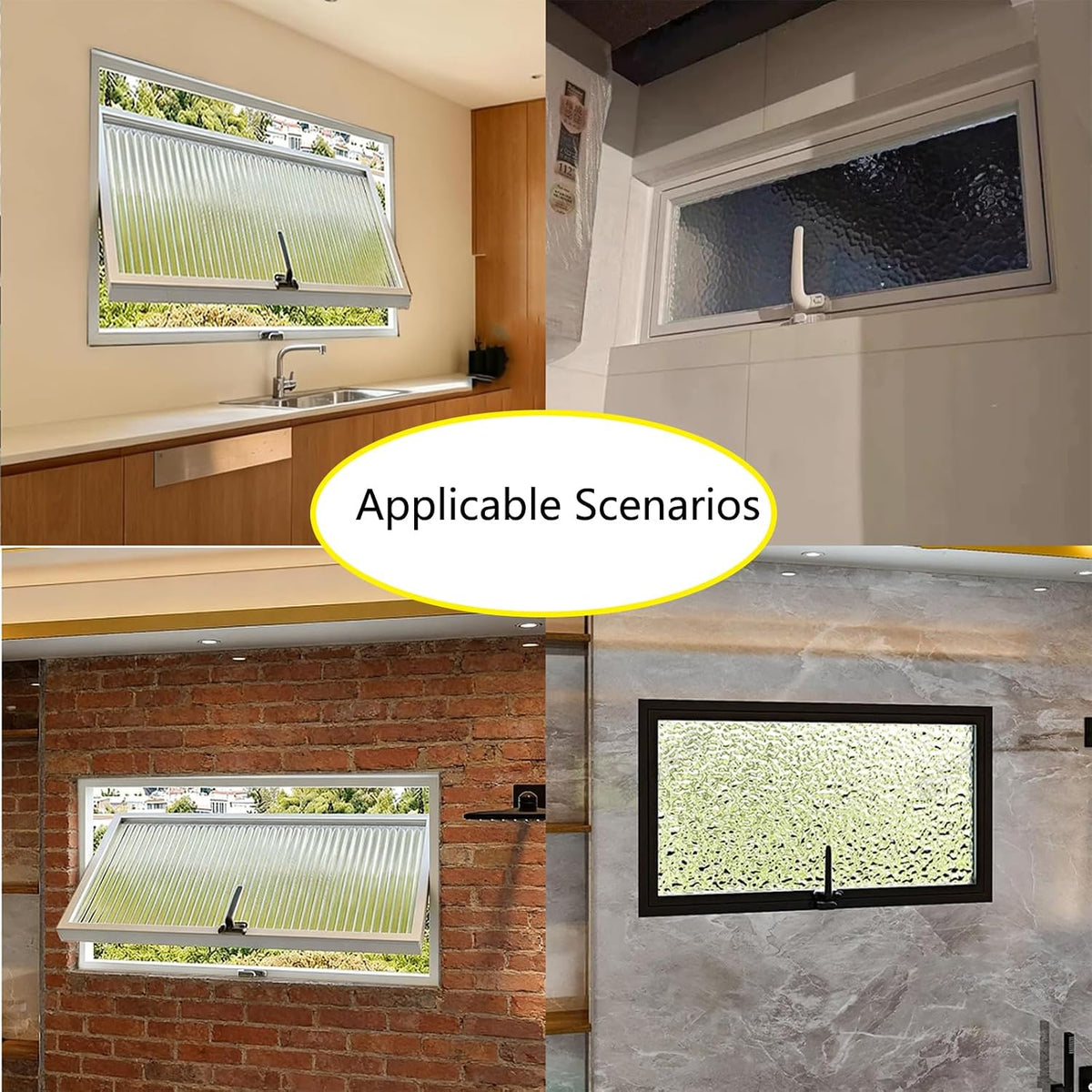 Aluminum Alloy Frame Hopper Window,Bathroom Window, 360Rotation Energy Efficient Replacement Window for Garage