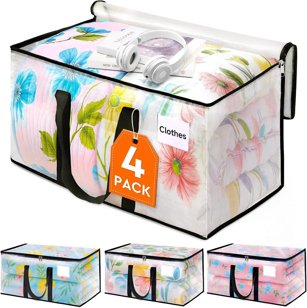 Moving Bags, Heavy Duty Storage Bags for Clothes, 4 Pack 93L