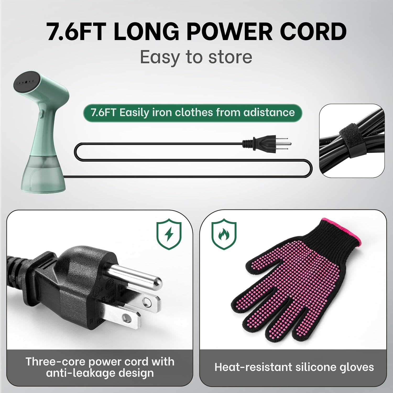 GS01 Handheld Clothes Steamer, 400ml Large Water Tank 1500W Fast Heat Up Portable Travel Wrinkle Remover