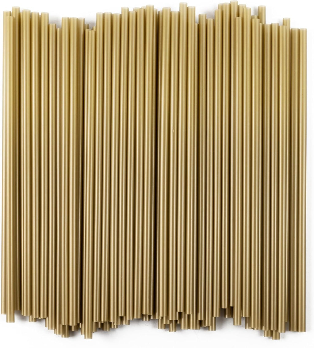 Disposable Plastic Drinking Straws, Straight 7.75-Inch, Gold, 500 Count