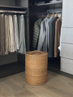 SMALL Rattan Laundry Hamper with Lid and Removable Liner Honey Brown
