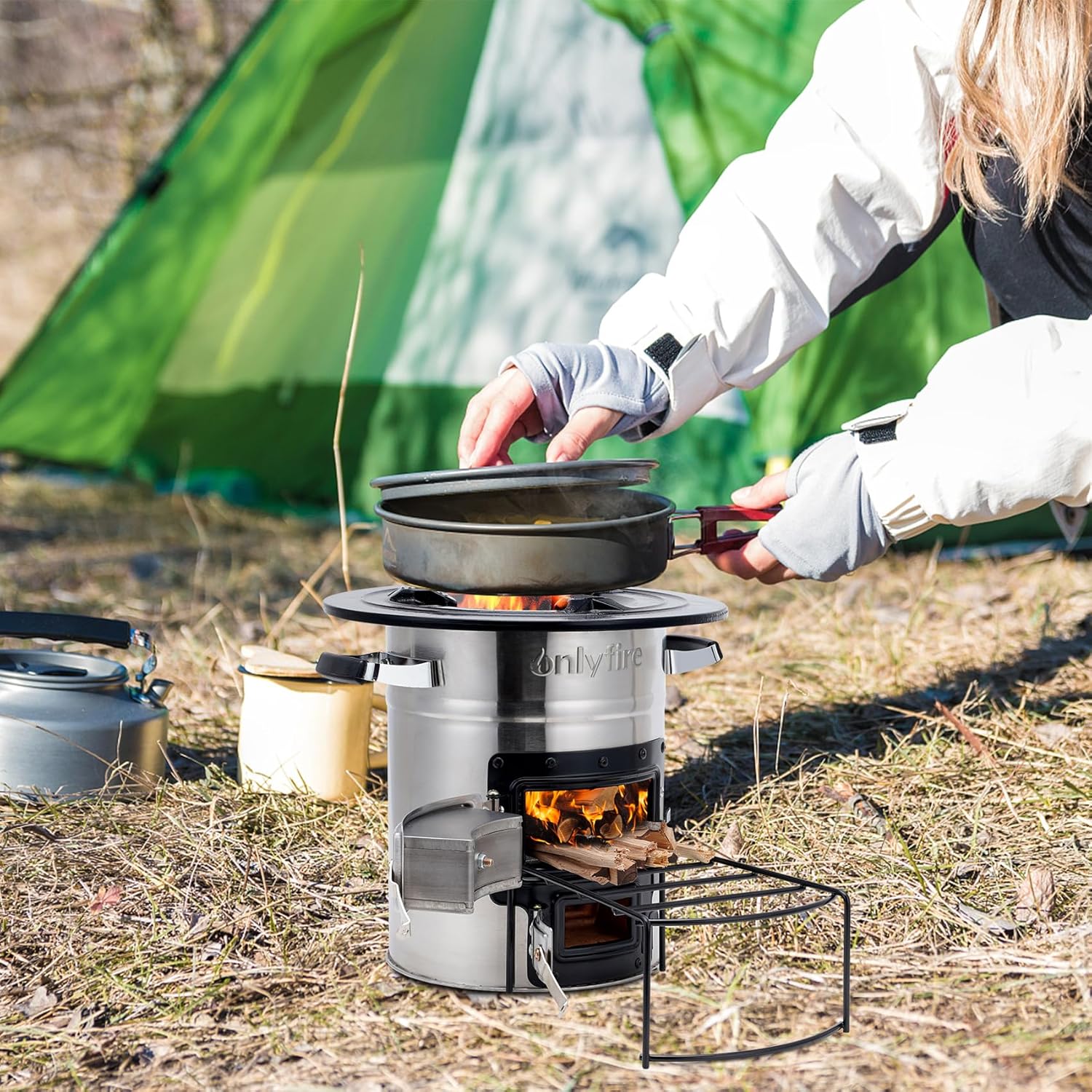 12.7" Stainless Steel Rocket Stove, Portable Wood Camp Stove | for Outdoor Cooking, Survival, Backyard, Patio – High