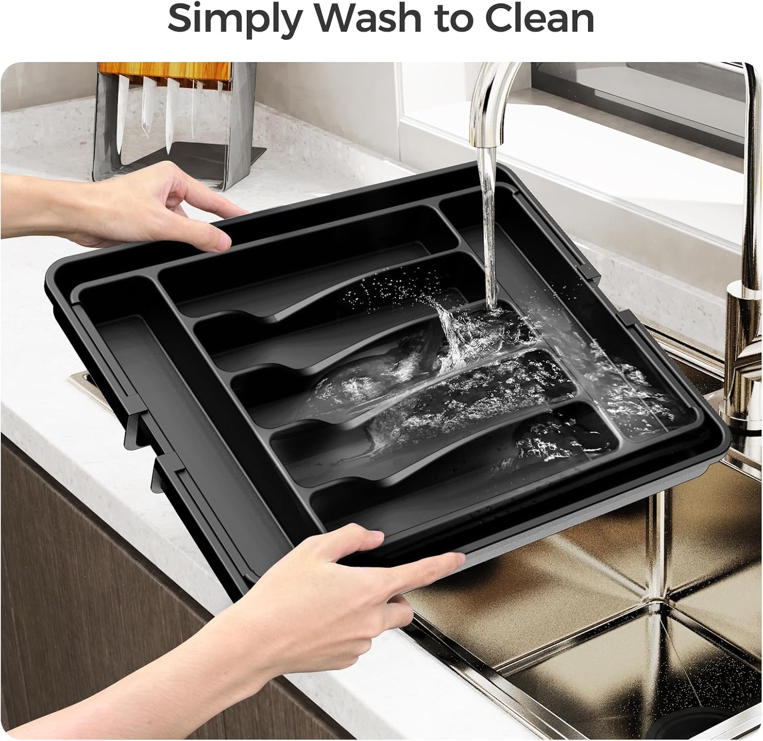 Extra Large Expandable Silverware Organizer, BPA-Free Food-Safe Cutlery Flatware Organizer, Kitchen Utensil Drawer