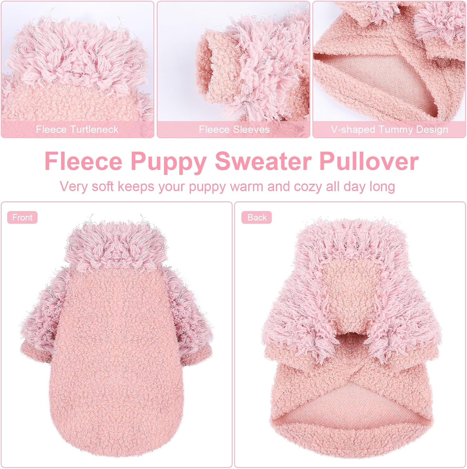 Dog Sweater Turtlenecks Dog Sweaters for Small Dogs Winter Fleece Doggy Clothes Puppy Cold Warm Coat Doggie Jacket