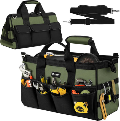 18-Inch Large Tool Bag, 16-Pocket Portable Tool Box Organizer Storage, Heavy Duty Tactical Toolbag with Big Zipper