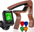 Guitar Tuner and Guitar Capo, Clip-On Tuner with Rosewood Color Capo for Acoustic Electric Guitar Bass Ukulele