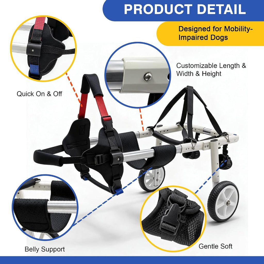 Dog Wheelchair for Back Leg Dog, 16–21L 7–11H,Rear Legs Support