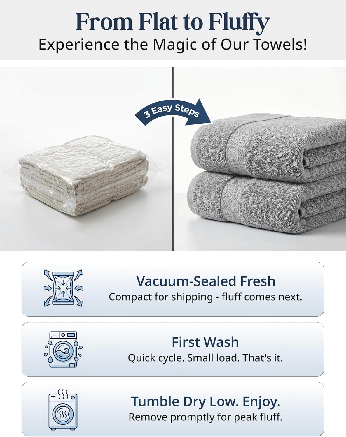 Towel Set for Bathroom 6 Piece Soft Absorbent Quick Dry - Grey | Towels And Washcloths Sets - Oversized & Roomy