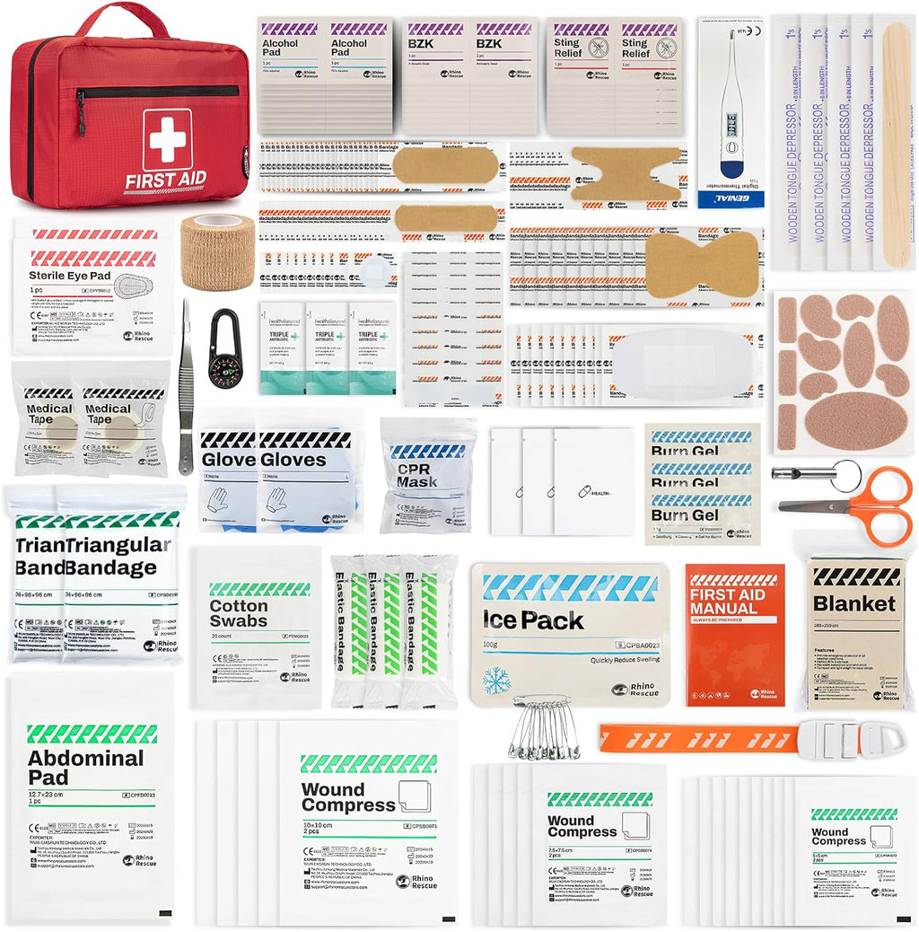 240 Piece All-Purpose First Aid Kit, Home & Office Professional Medical Supplies, Ideal for Emergency, School