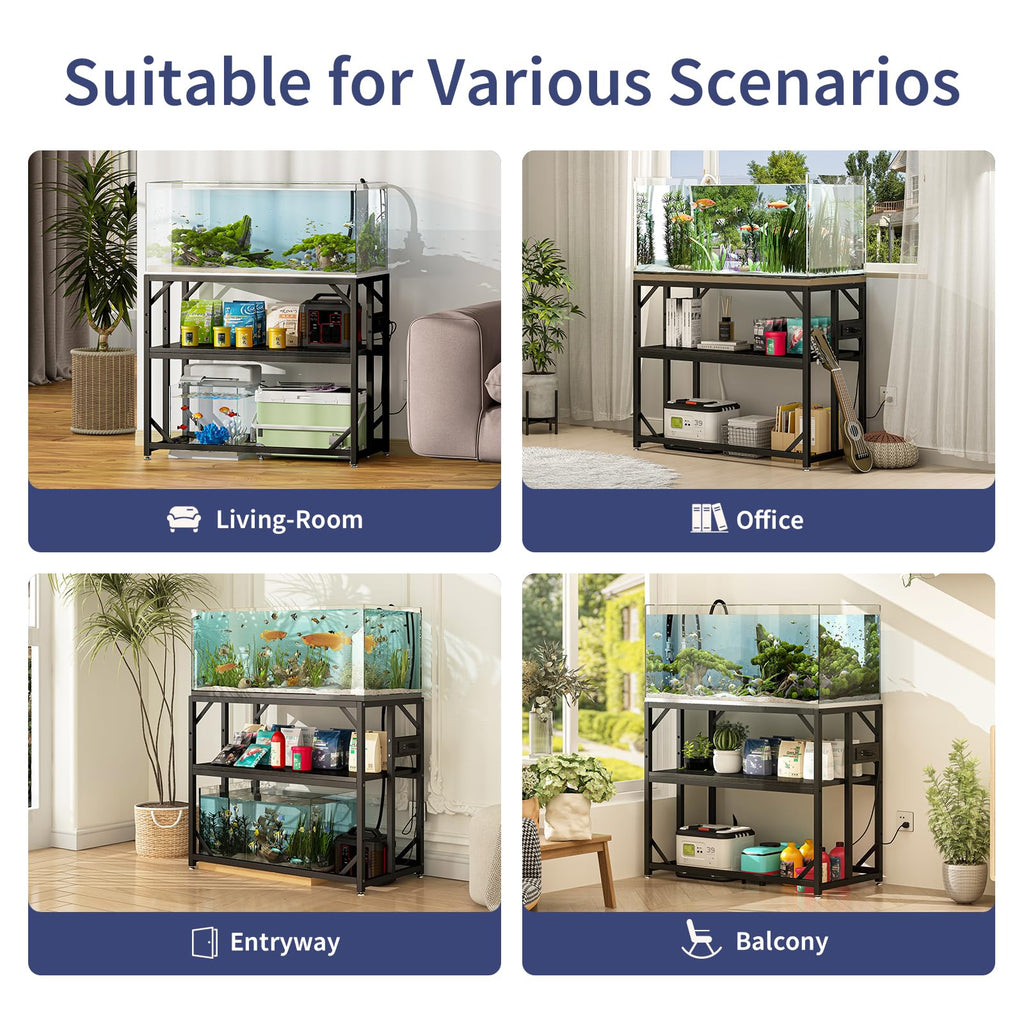 40 Gallon Fish Tank Stand with Power Outlet,Adjustable Shelf