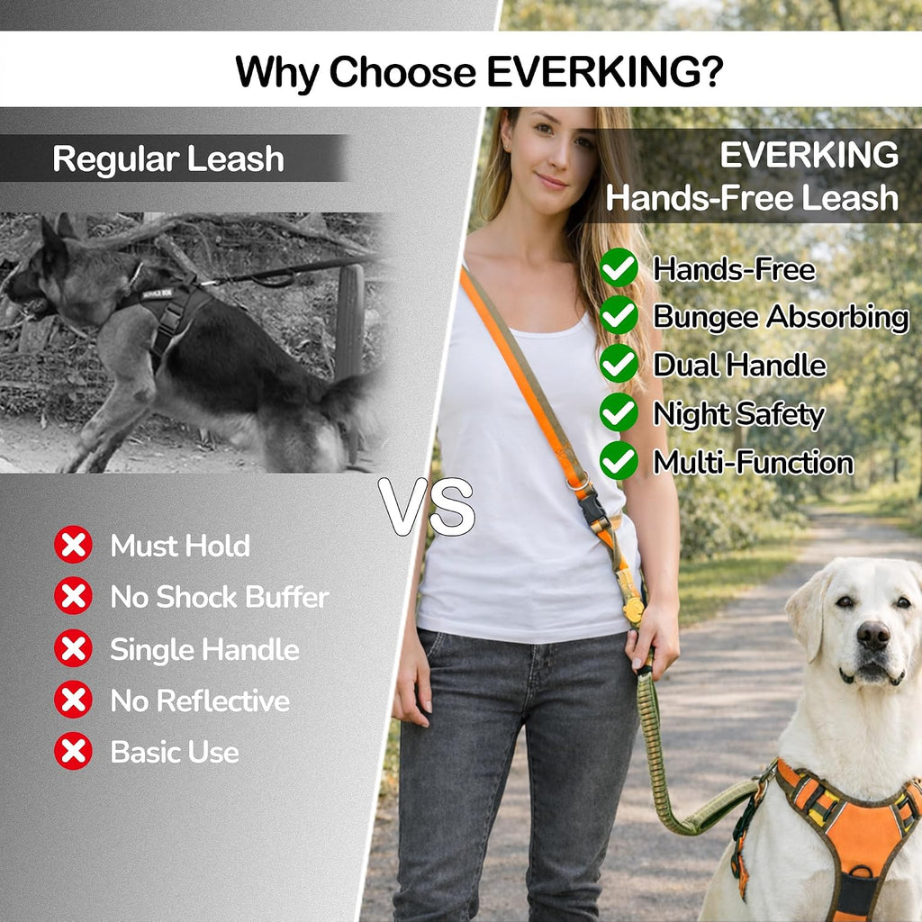 Hands-Free Dog Leash with Waist Belt for Running & Walking