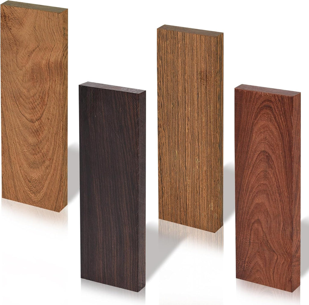Knife Handle Material Wood Scales Blanks Kit, 4 Pieces, 4.8 x 1.6 x 0.4 in | Four unfinished natural wood blanks for