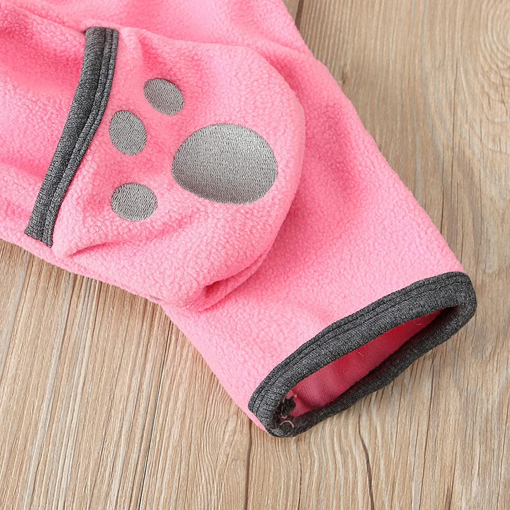 Newborn Baby Boy Girl Fleece Footed Jumpsuit Bear Ears Hooded Romper Zip up Winter Coat Bunting Bodysuit Outerwear
