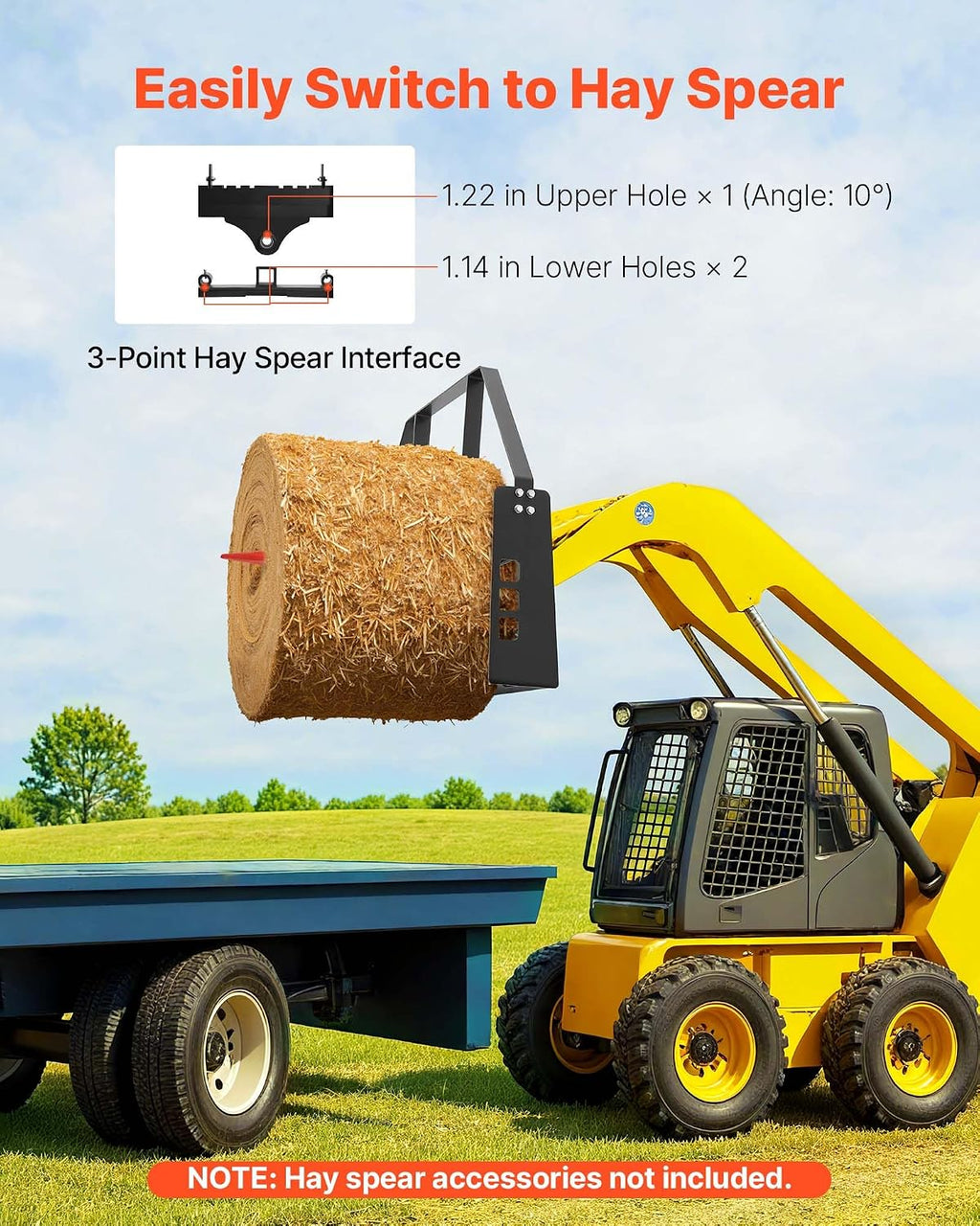 Skid Steer Pallet Fork Frame, 4000 lbs Rated Capacity, 45-inch Pallet Fork Frame Attachments with 2-inch Hitch