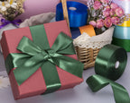 1 1/2 Inch Dark Green Solid Satin Ribbon for Gift Wrapping, 50 Yards