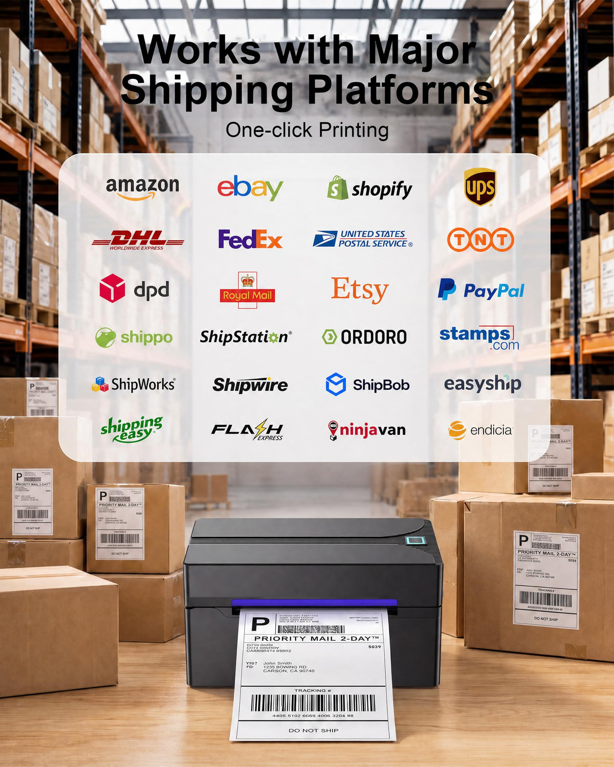 Bluetooth Thermal Label Printer,4x6 Shipping Label Printer