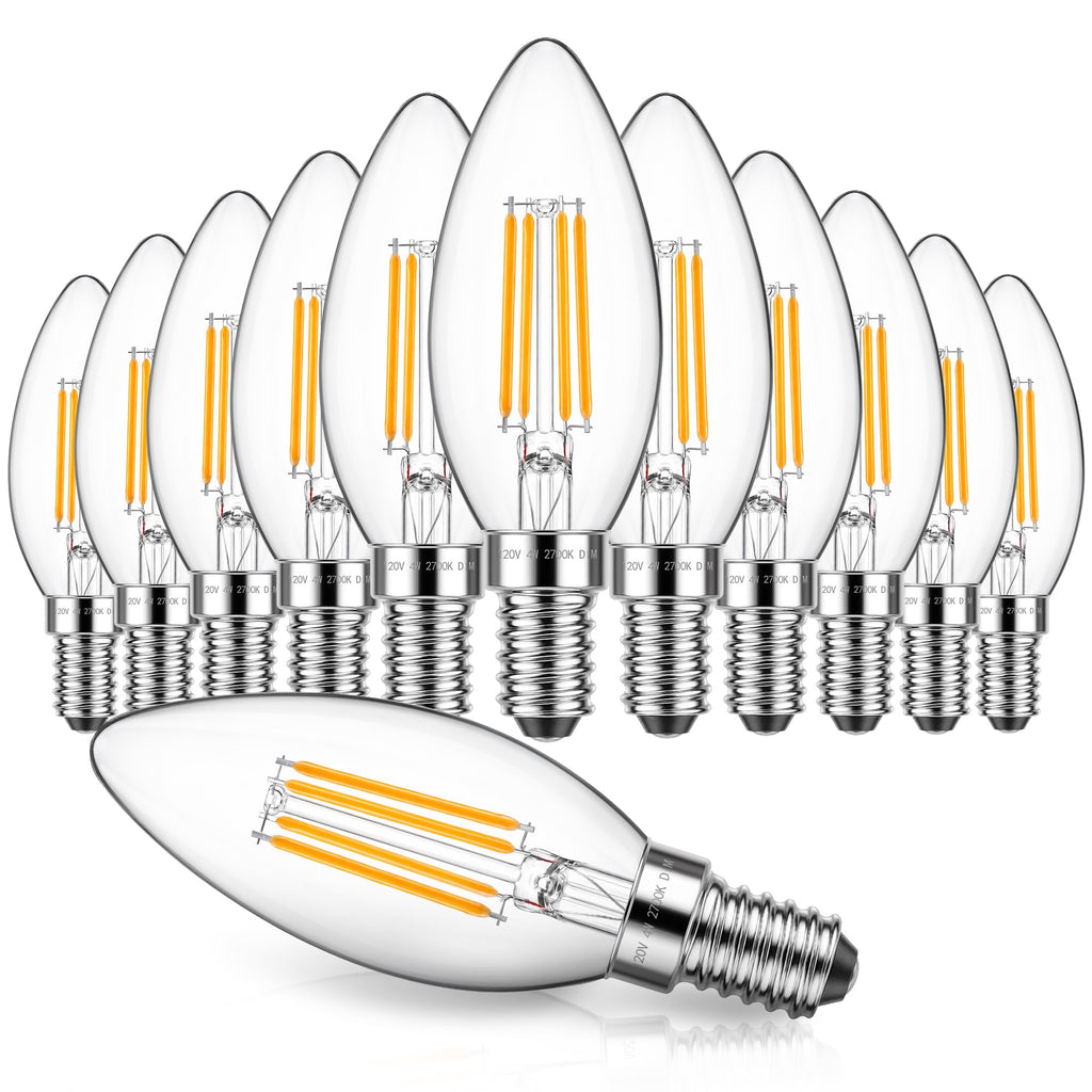 Dimmable E12 Candelabra LED Bulb 2700K Warm White 12-Pack
