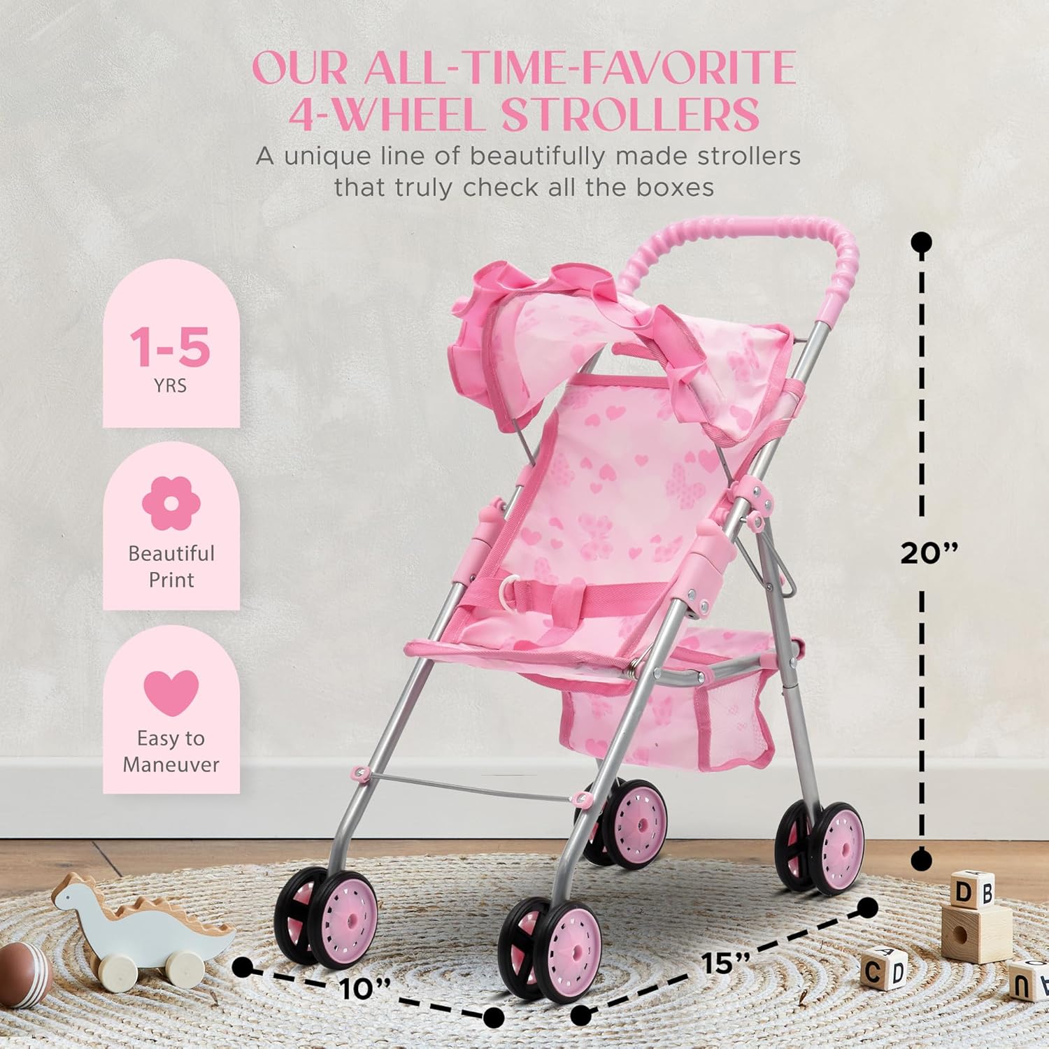 Baby Doll Stroller Bed and Swing Nursery Playset, Baby Doll Accessories Furniture Set Convertible High Chair Diaper