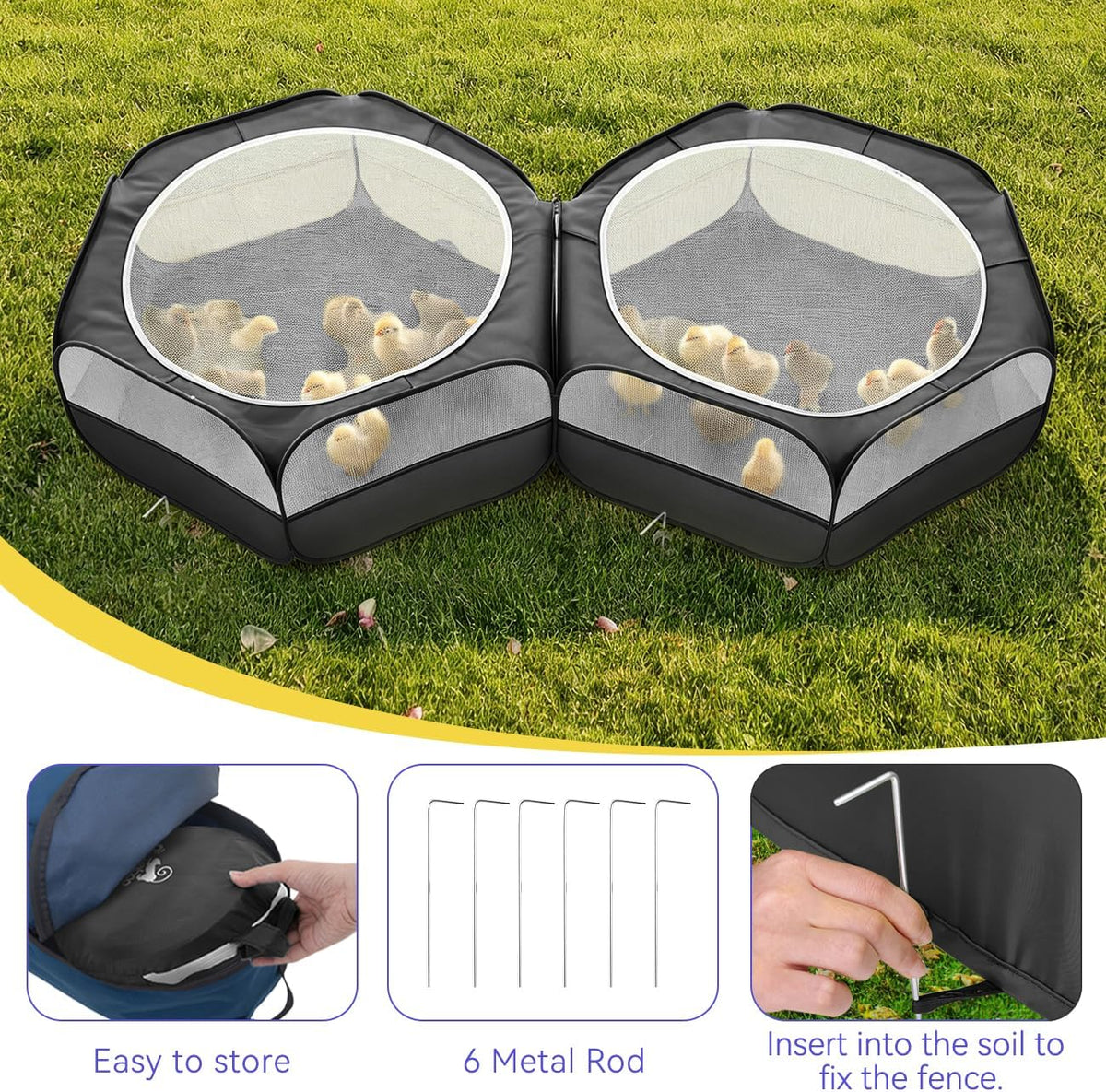 Small Animals Playpen, Large Chick Brooder with Zipper Splicing