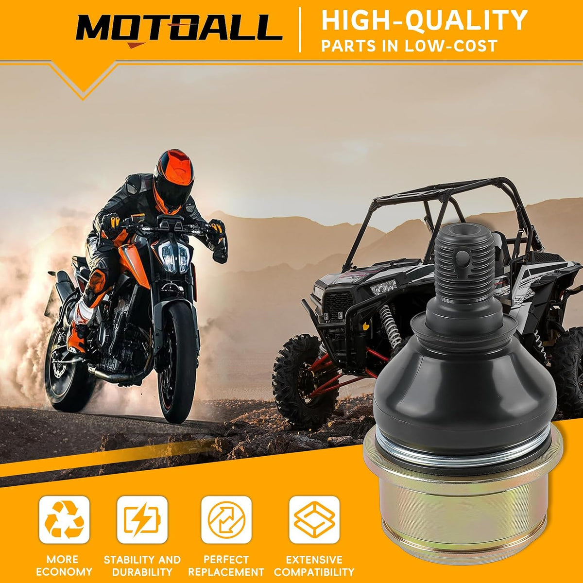 MOTOALL Upper/Lower Ball Joint kit Compatible for Honda TRX 420/450 /
